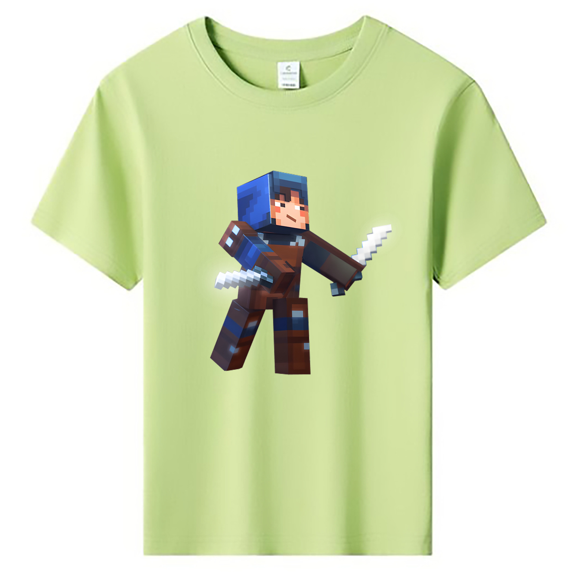 （画像用） マインクラフト ブロックの世界 Minecraft MC Block world 綿100％キッズTシャツ（フロントプリント）